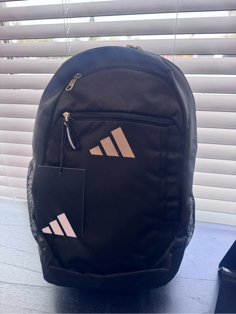 adidas Black Backpack with Pink Logo Accents